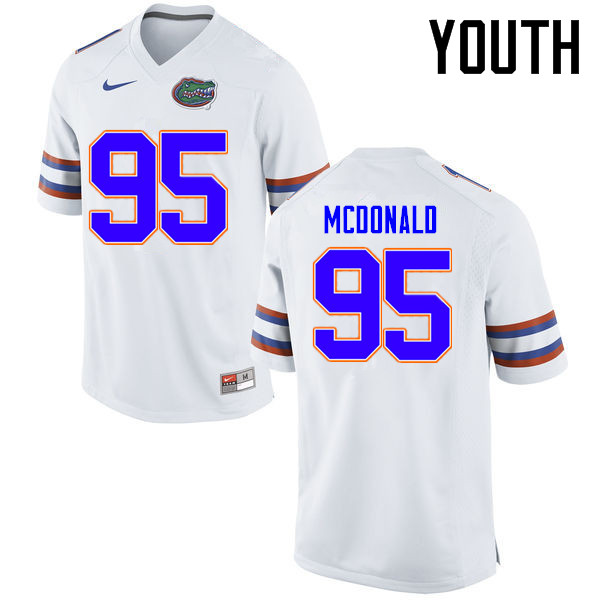 Youth Florida Gators #95 Ray McDonald College Football Jerseys Sale-White - Click Image to Close